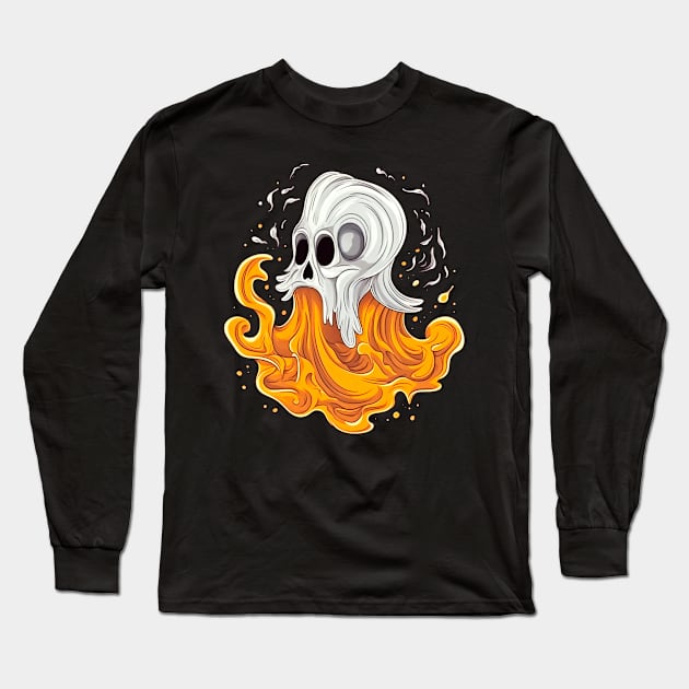 Eerie Halloween Ghoul Art - Spooky Season Delight Long Sleeve T-Shirt by Captain Peter Designs